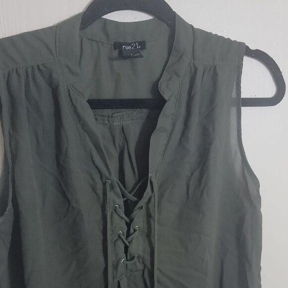 Sleeveless Olive Top - Picture 2 of 3
